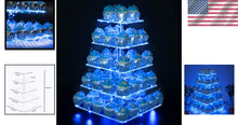 Load image into Gallery viewer, Premium 5 Tier Cupcake Tower Display - LED Lighting Perfect for Celebrations