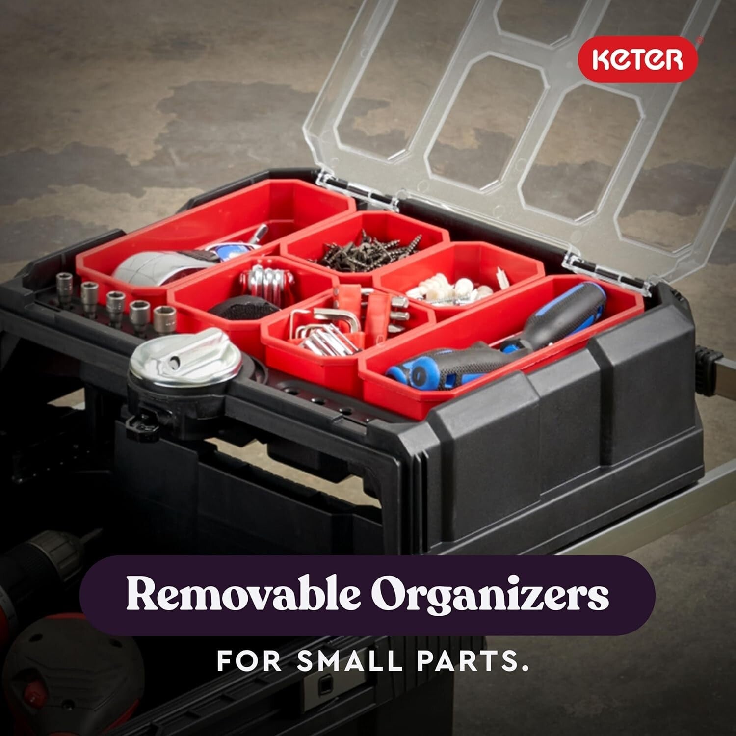 Portable Tool Storage Box on Wheels with Central Locking - Ideal for Contractors