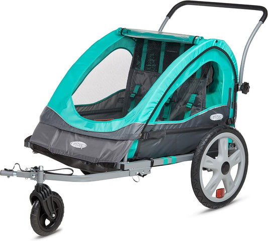 Versatile Quick-N-EZ Double Tow-Behind Bike Trailer for Toddlers & Kids in Teal