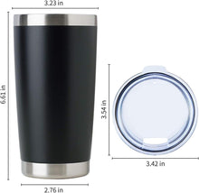 Load image into Gallery viewer, Double Wall Insulated 20oz Travel Mugs - 12 Stainless Steel Tumblers in Black