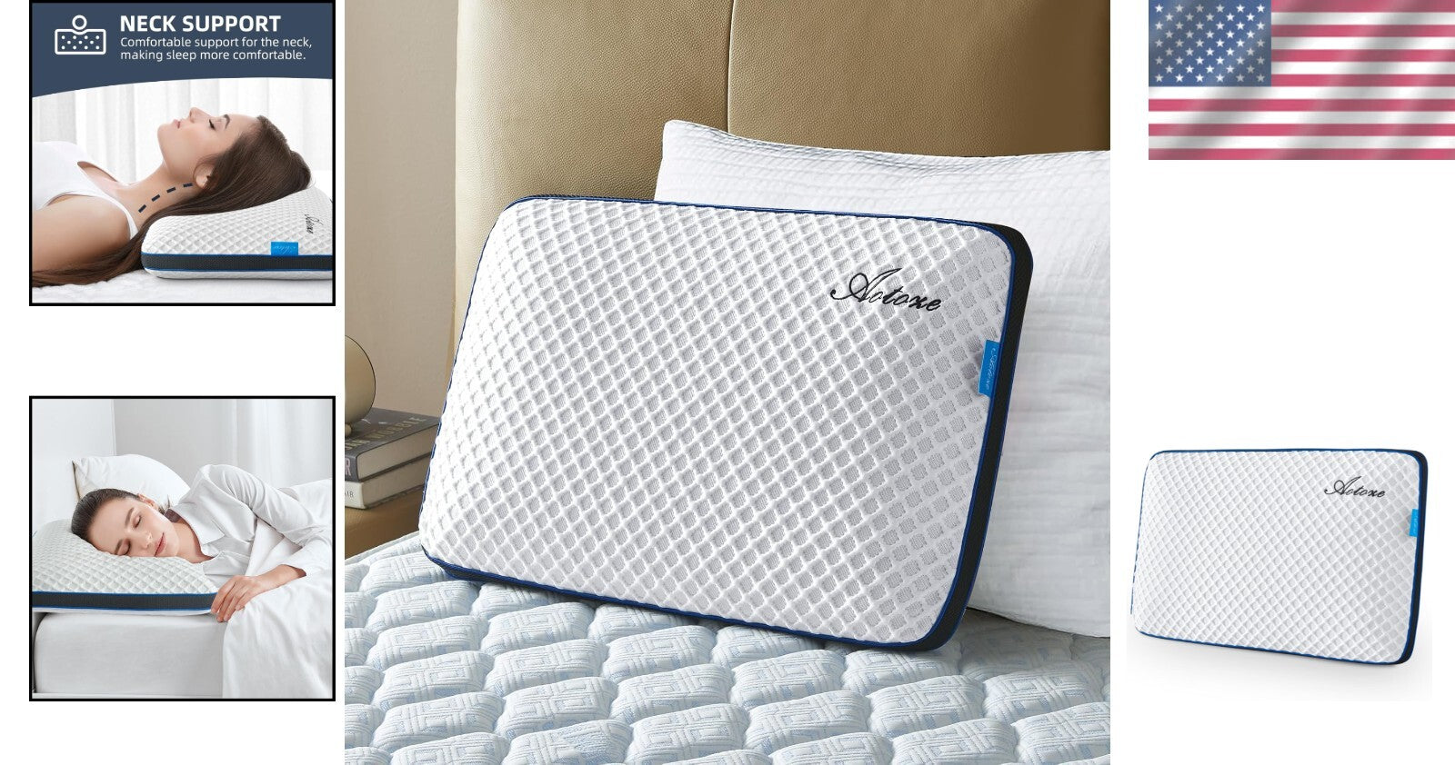 Breathable Flat Pillow for Sleep - Soft Gel Memory Foam, 23.5x15.5x3.1 Inches