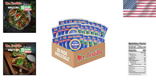 Wholesale Low Carb Tortilla Wraps - 1 Net Carb Per Serving - 36 Count Pack