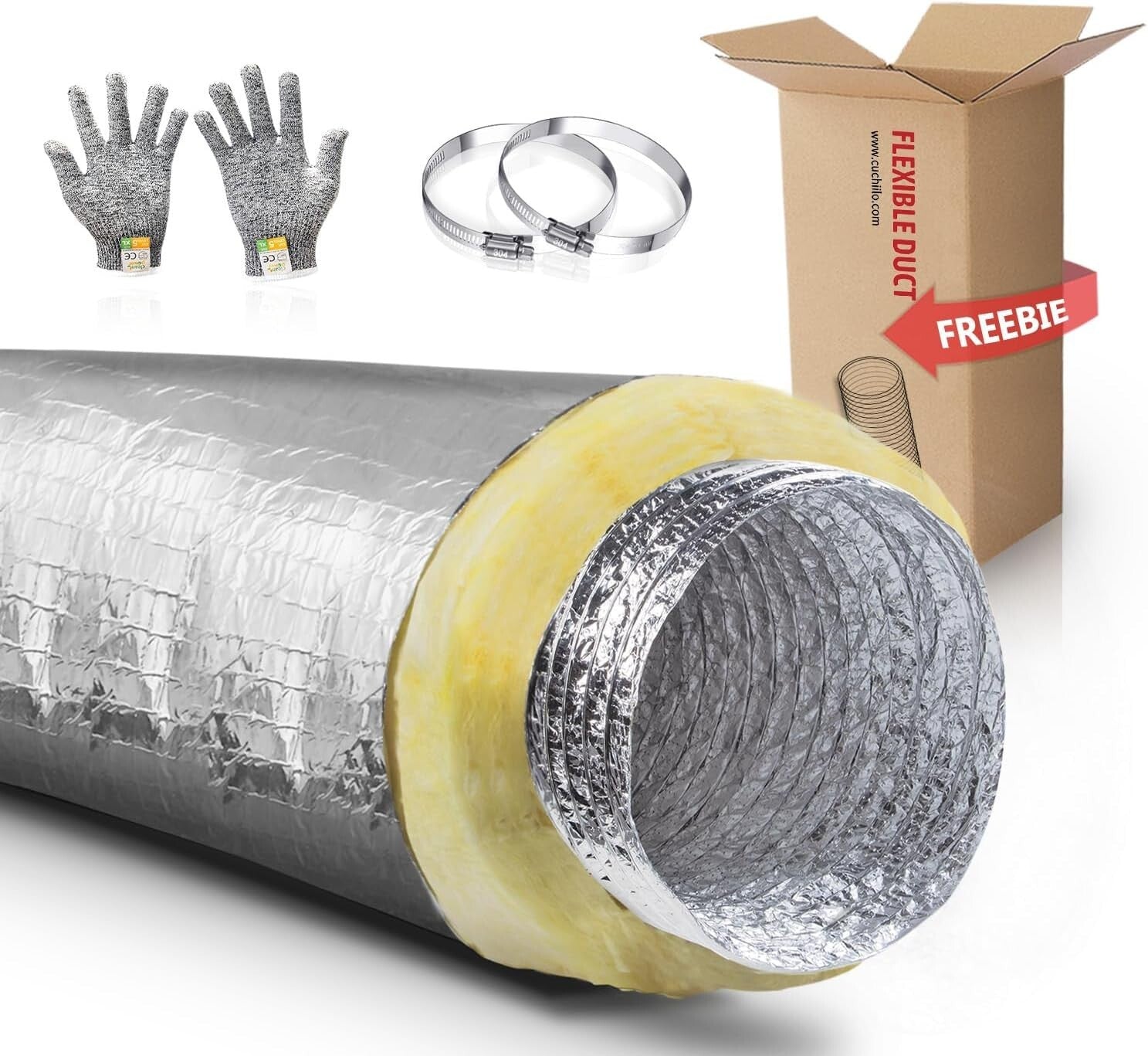 Durable 25ft Insulated Flexible Duct R4.2 with Flame Resistance & Flexibility