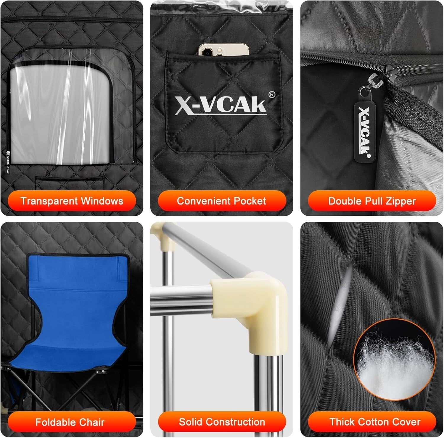 Portable Steam Sauna with Steamer for Ultimate Relaxation - 2.6' x 2.6' x 5.9'