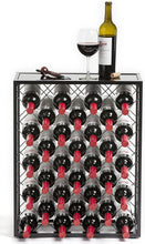 Load image into Gallery viewer, Modern Free-Standing Wine Rack with Tempered Glass Top - Holds 32 Bottles