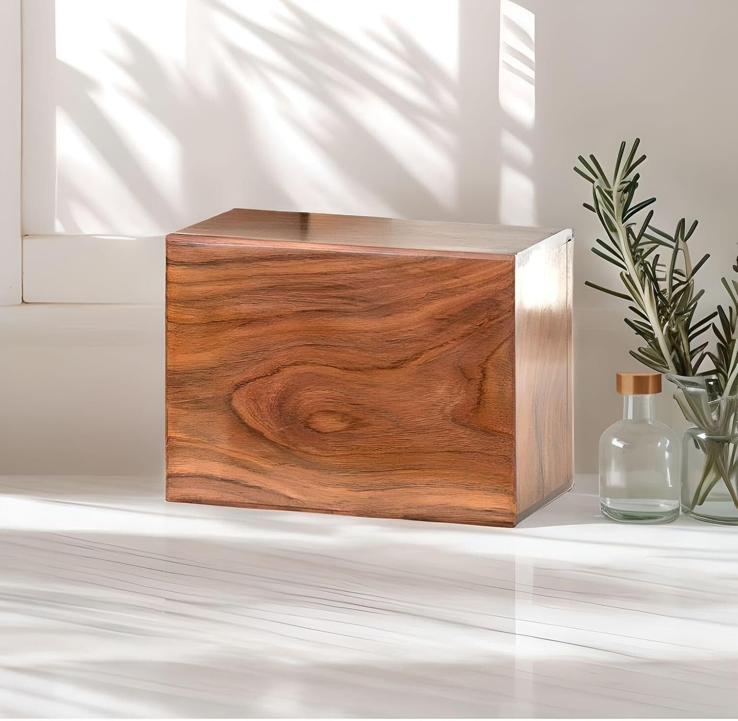 Hand-Carved Rosewood Cremation Urn for Adults - 80 Cubic Inch Capacity