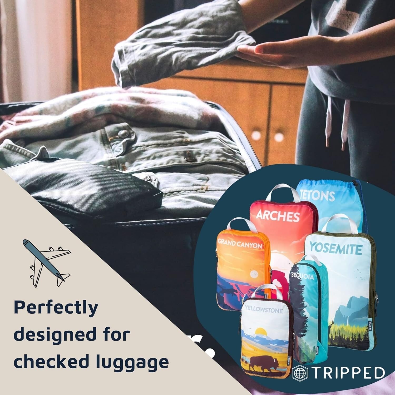 Extra Large 7-Piece Packing Cubes - Ultralight Compression Travel Organizers