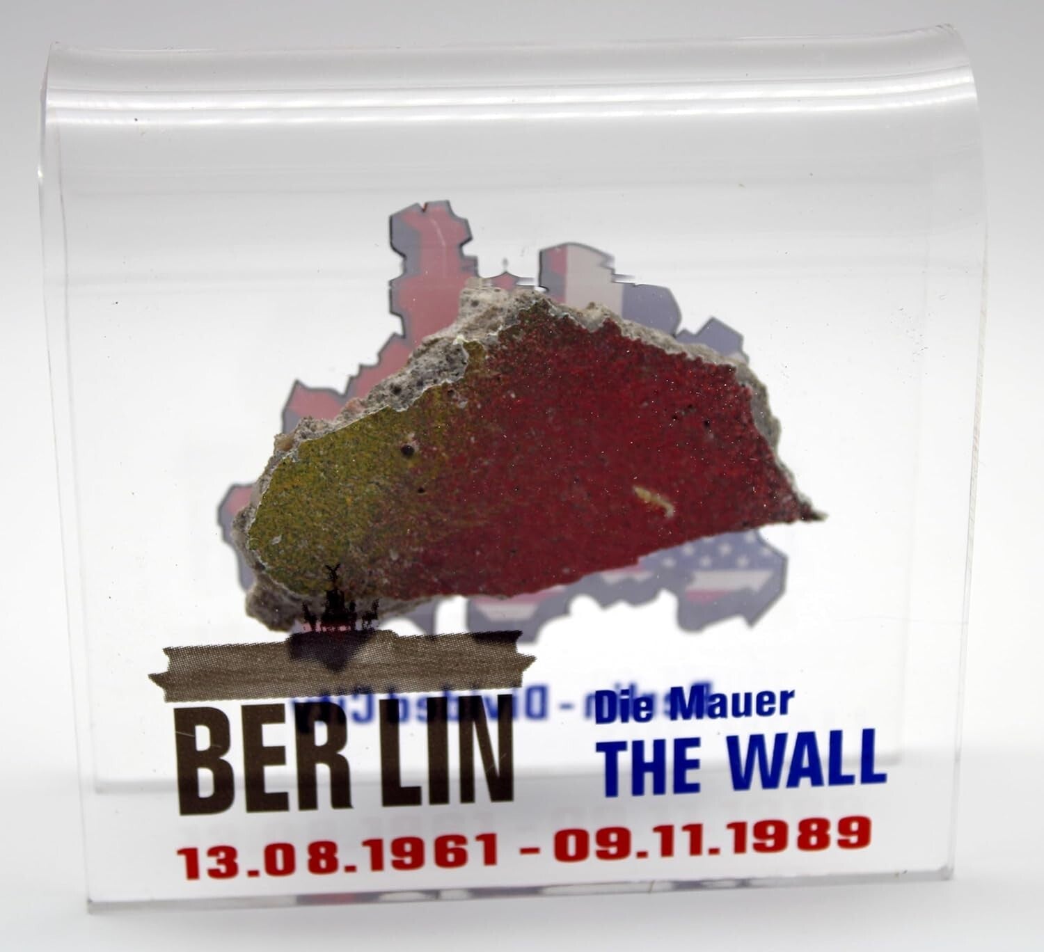 Collectible Berlin Wall Fragment in Durable Acrylic Display - Perfect 4"x4" Size