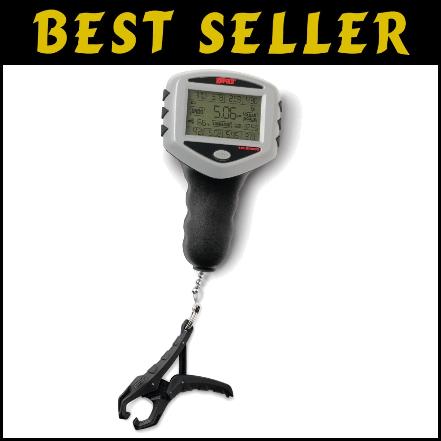 Water-Resistant 15lb Touch Screen Tournament Fish Scale with Memory Backup