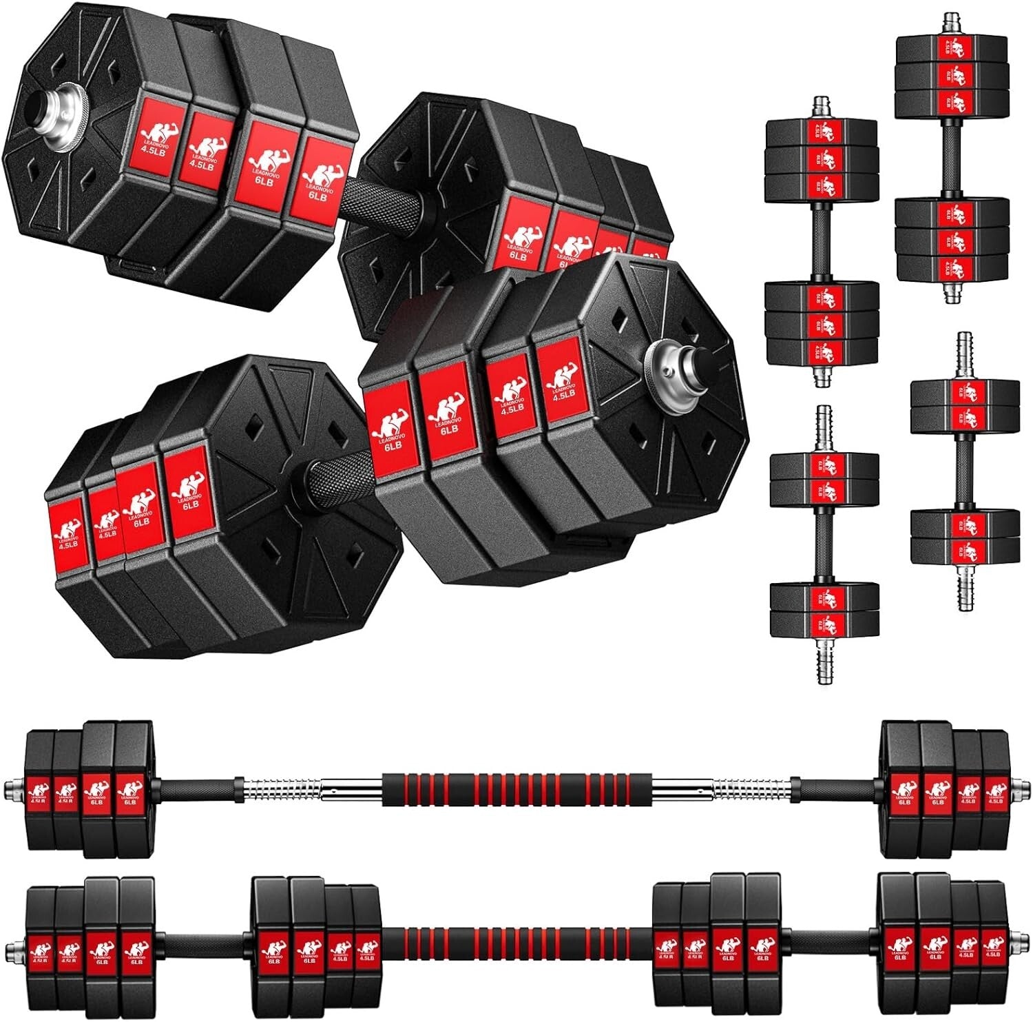 Multi-Function Home Gym Dumbbells - 44lbs, 66lbs & 88lbs Adjustable Weights