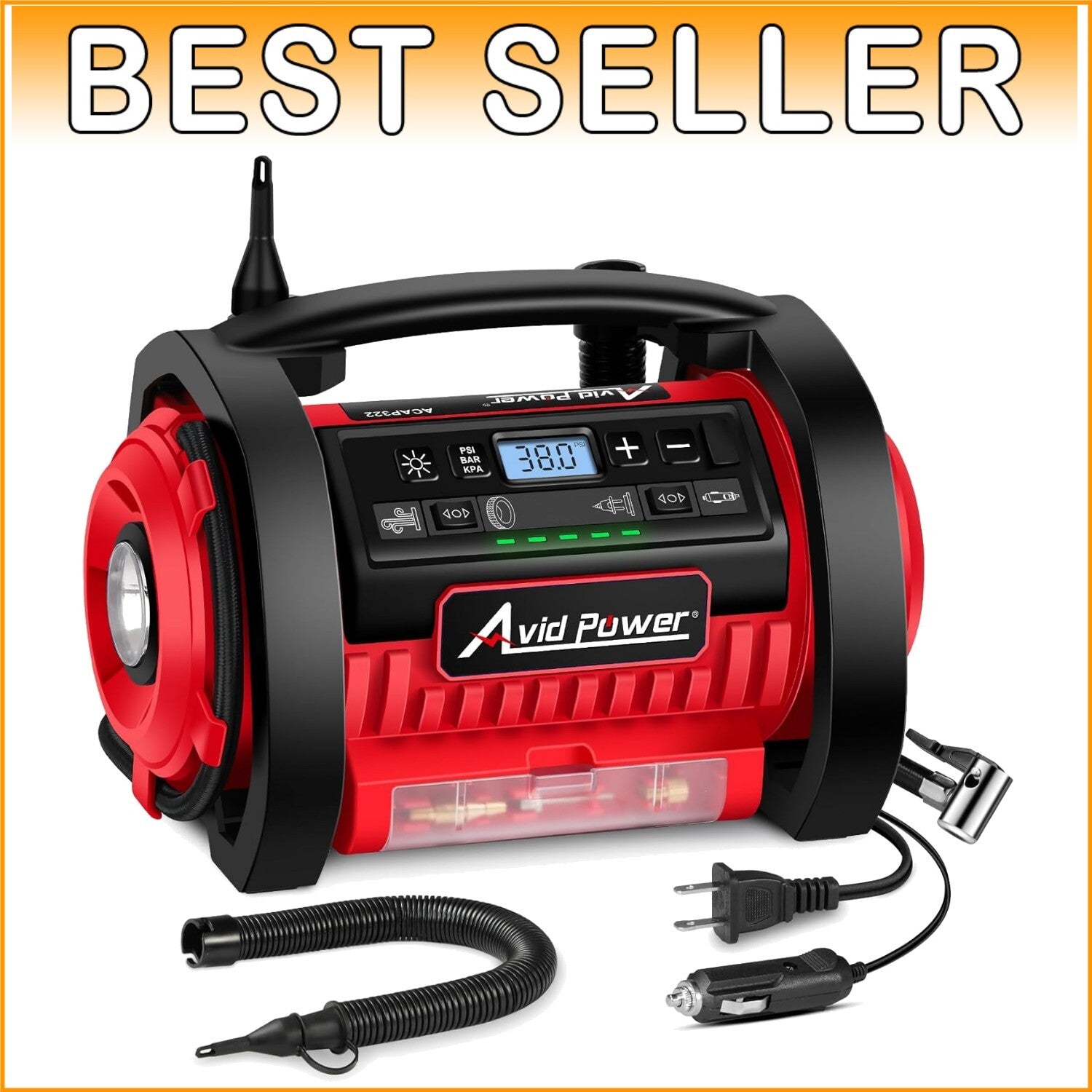 Versatile Air Pump with Digital Display & Dual Power Options, Ideal for Travel