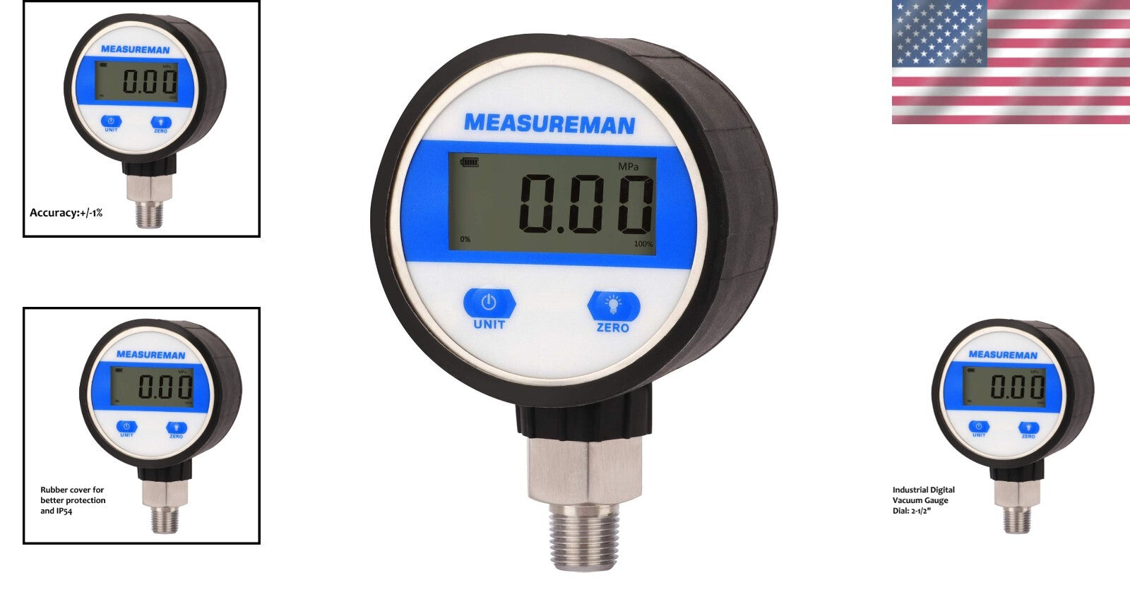 Compact 2-1/2" Stainless Steel Gauge for Accurate -15psi Vacuum Measurement