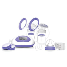 Load image into Gallery viewer, Lightweight Portable Double Breast Pump with 8 Suction Levels &amp; 2 Baby Bottles
