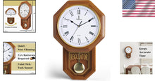 Load image into Gallery viewer, Battery-Operated Non-Chiming Wooden Pendulum Clock - 18" x 11" Classic Decor