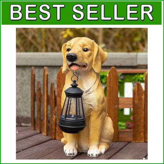 Delightful Solar Dog Outdoor Statue - Resin Garden Decor with Light Feature