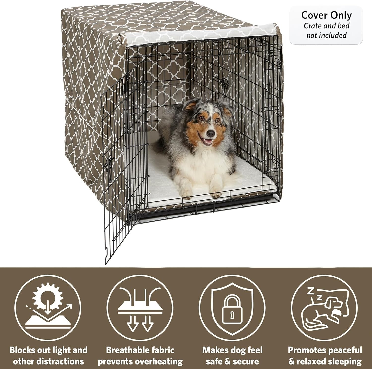 Privacy Dog Crate Cover for 42-Inch Wire Crates - Reduces Anxious Behavior