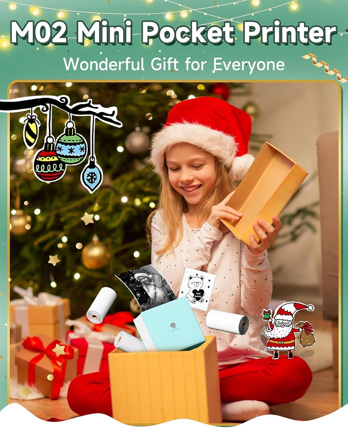 Cyan Mini Bluetooth Sticker Printer - Thermal Print Pods with 3 Paper Rolls