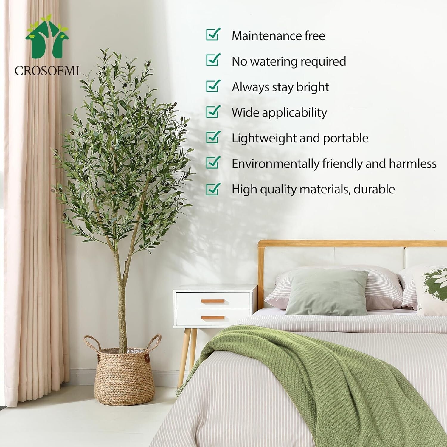 6Ft Artificial Olive Tree Plant - Realistic Faux Greenery for Home & Office