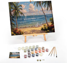 Load image into Gallery viewer, Seaside Paradise 16x20 Paint by Numbers Kit with Framed Canvas &amp; Easel