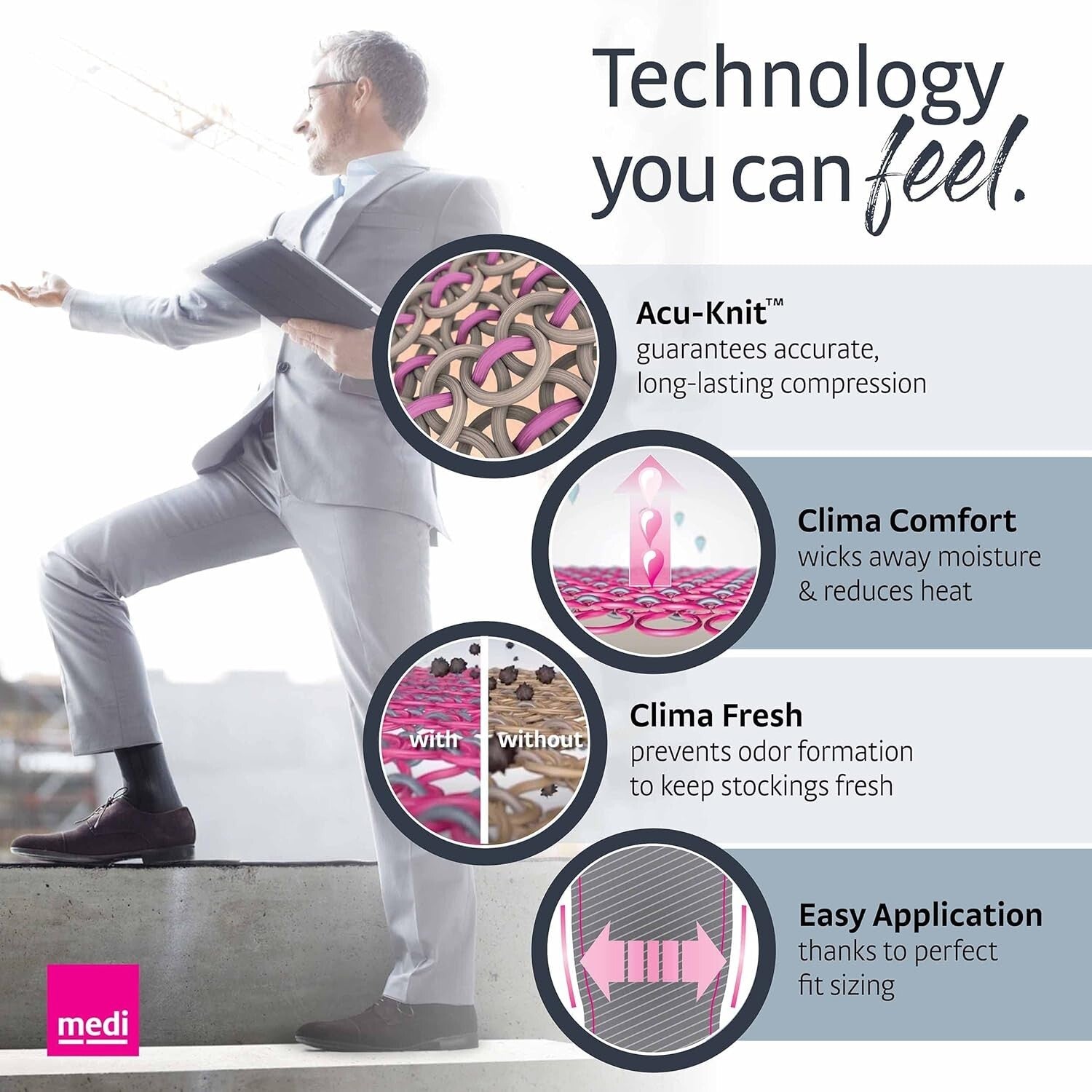 Timeless Black Calf High Compression Socks for Men - 15-20 mmHg Support