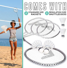 Load image into Gallery viewer, Family-Friendly Badminton Racket Set - Includes 4 Rackets &amp; Shuttlecocks