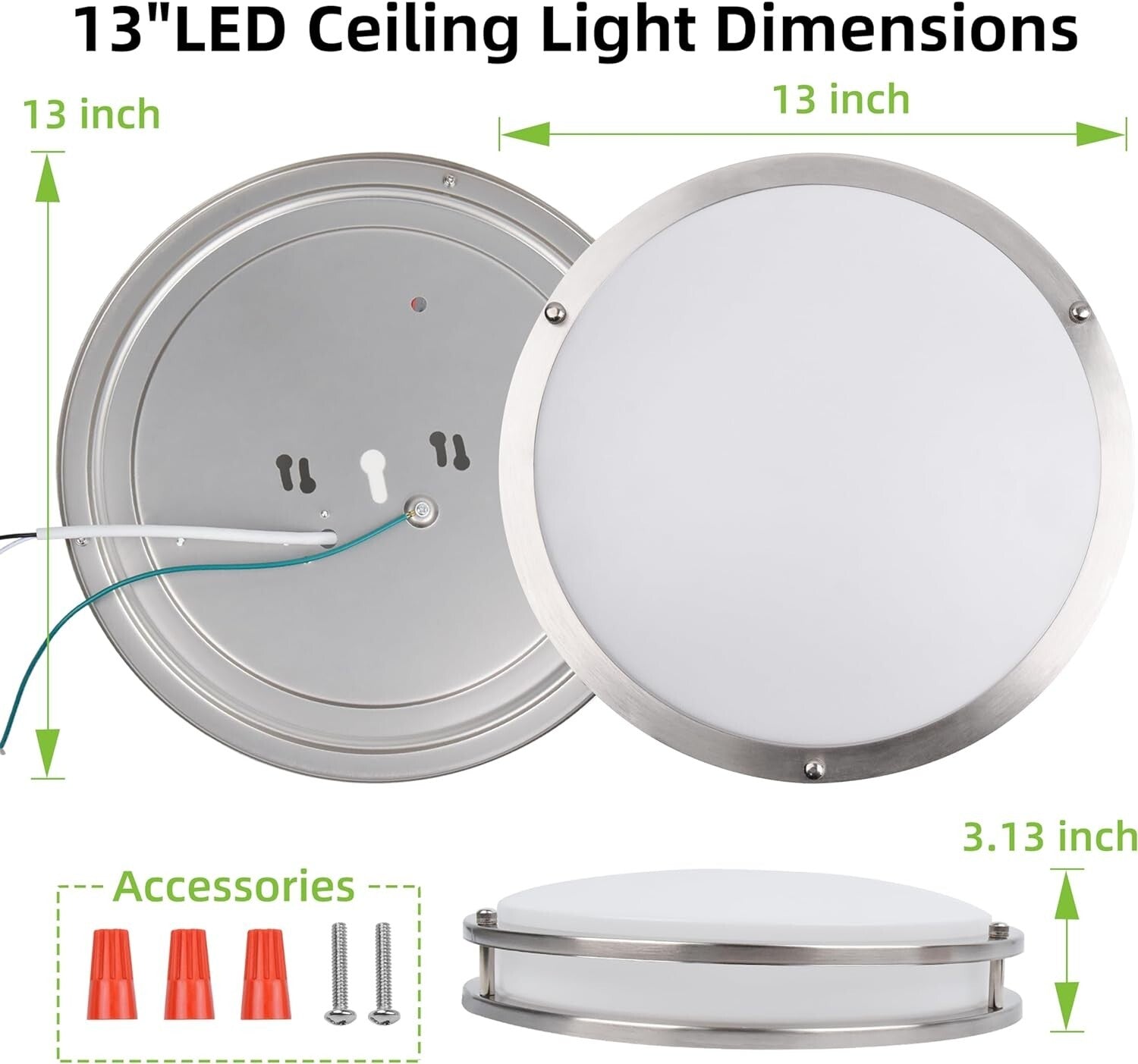 Energy-Efficient 2 Pack 13" Flush Mount Ceiling Lights with Dimming Feature