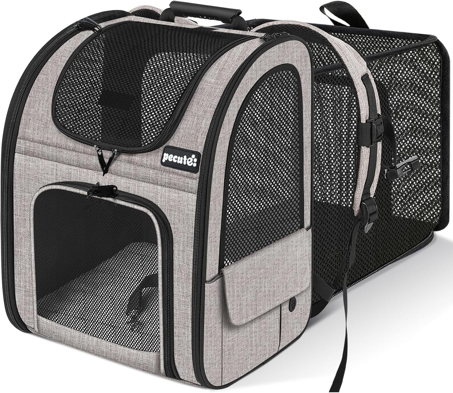 Stylish Expandable Pet Backpack with 4 Entrances for Easy Access & Ventilation