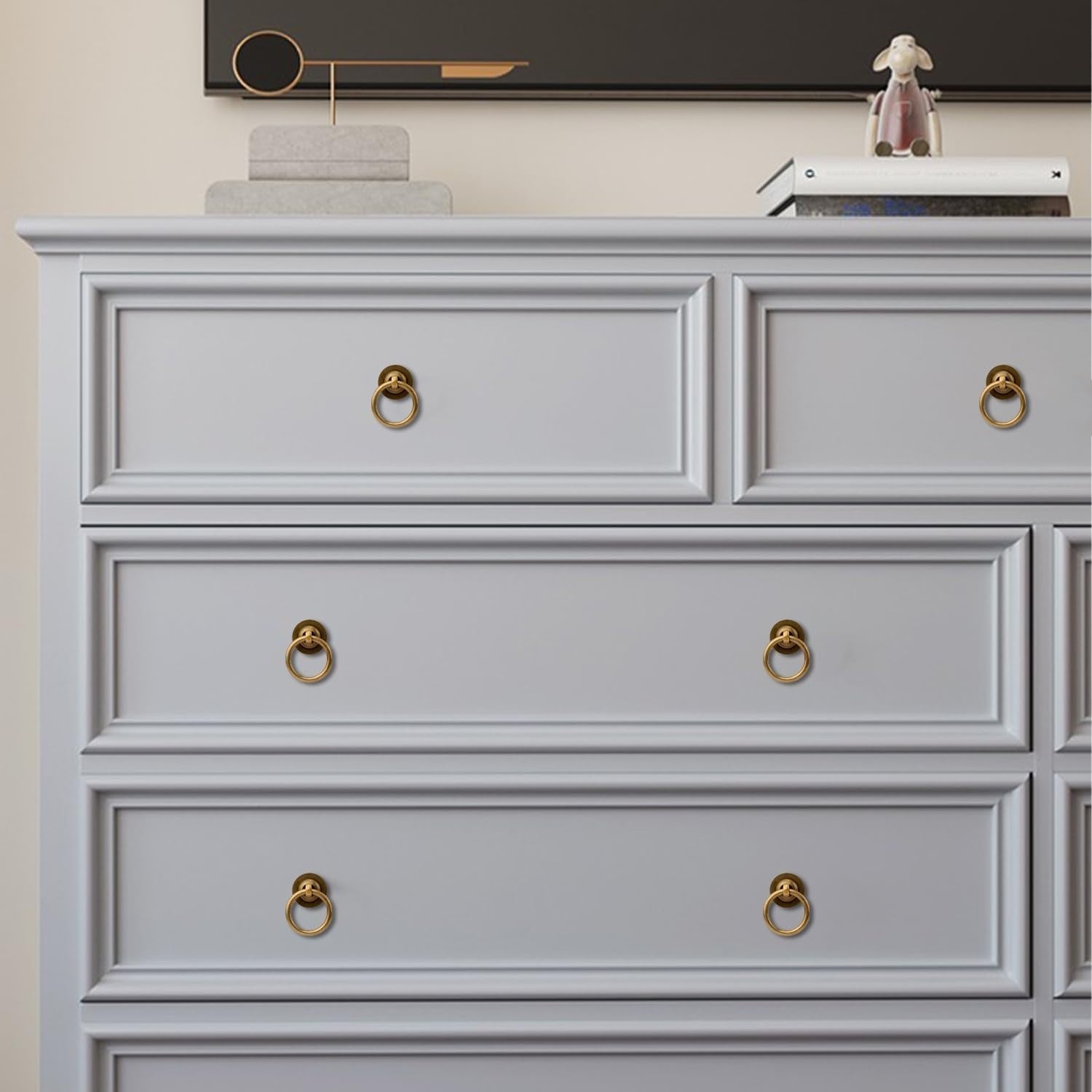 12 Elegant Antique Brass Ring Pulls for Cabinets - Effortless Installation