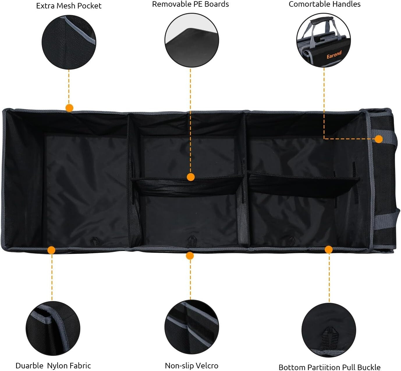 Premium Car Trunk Organizer with Lid - Lightweight & Functional for Safe Travel