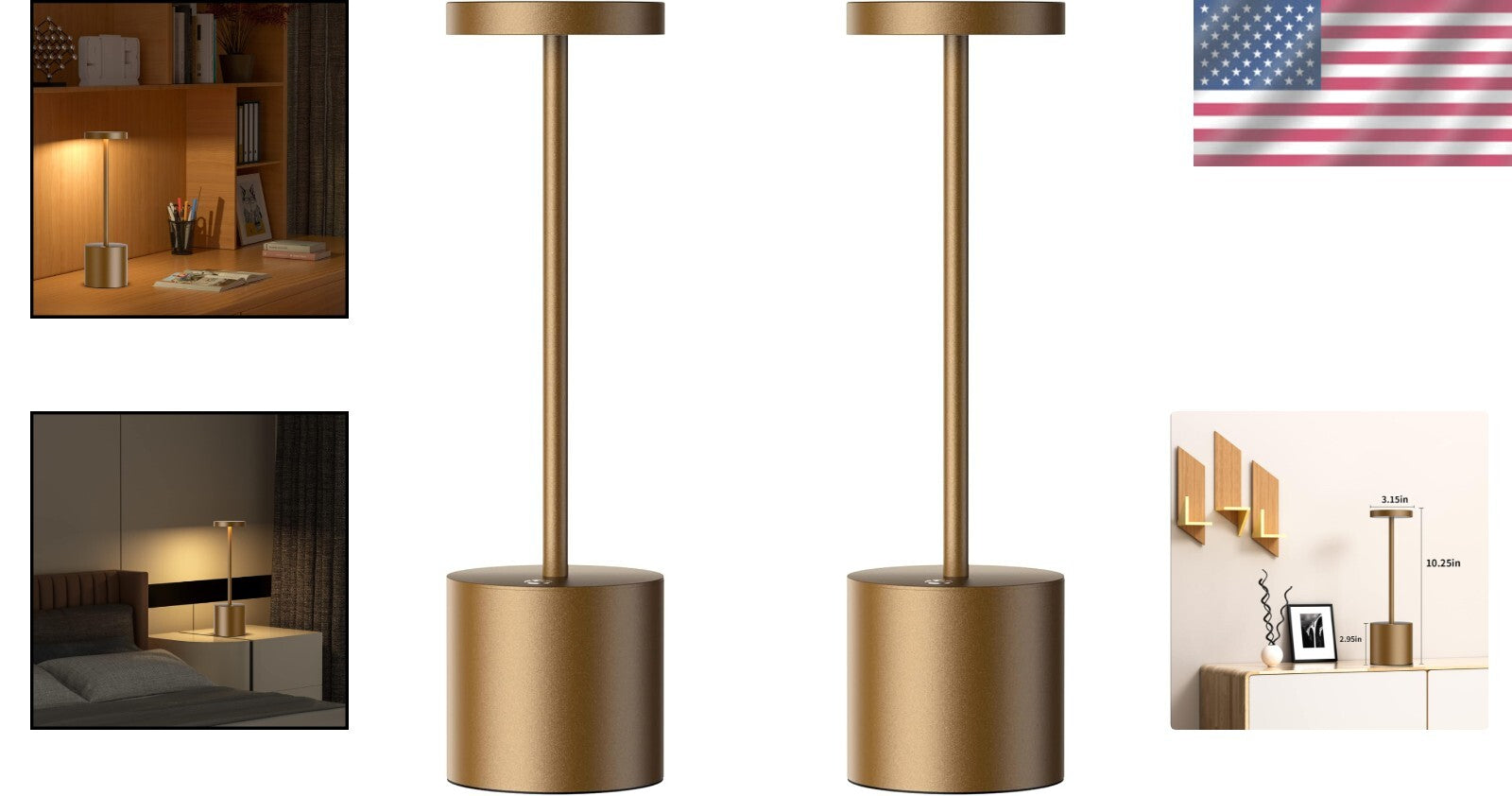 Dimmable Aluminum LED Table Lamp - Cordless & Rechargeable for Indoor/Outdoor