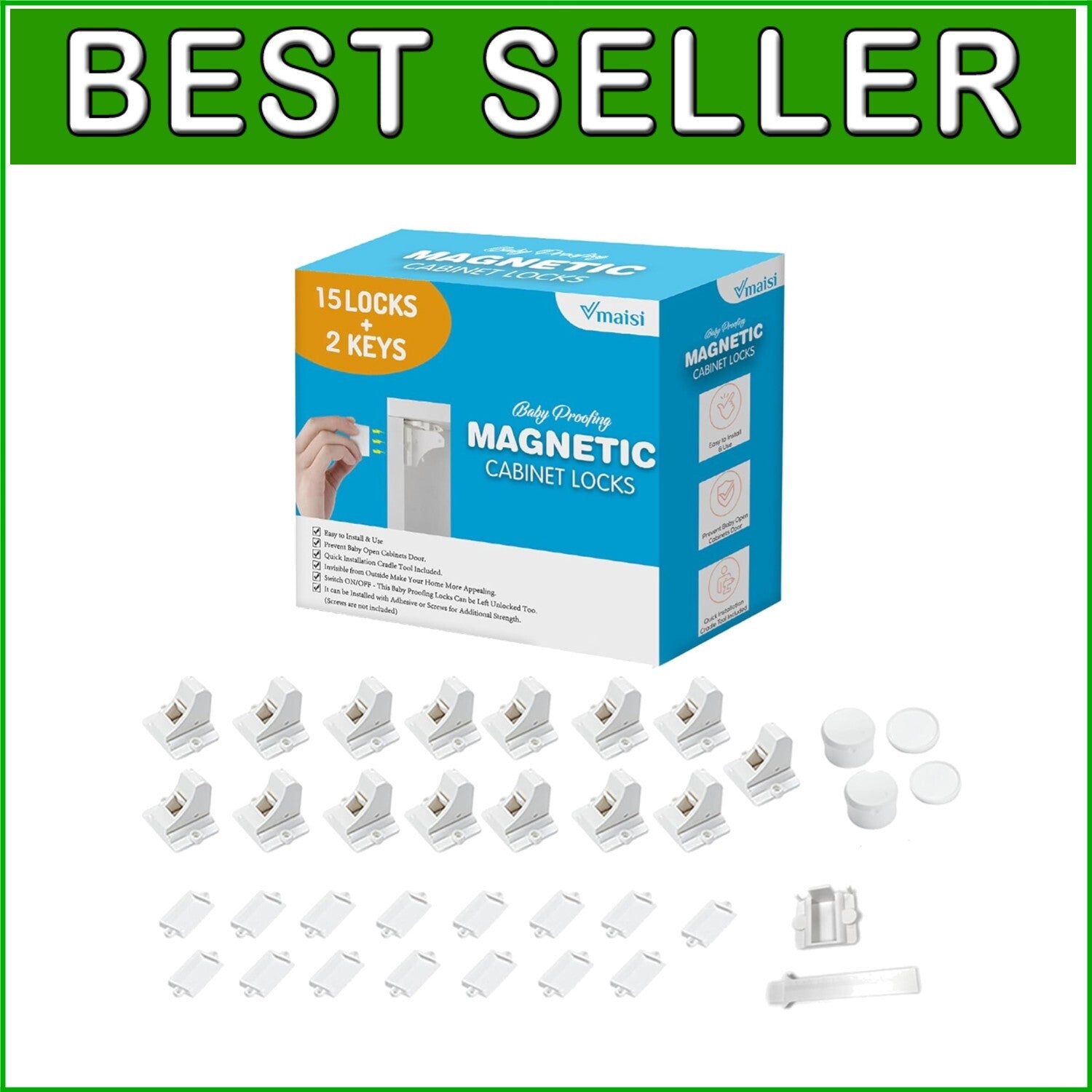 15-Pack Magnetic Cabinet Locks for Baby Proofing - Secure Your Home Effortlessly