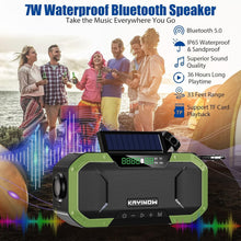 Load image into Gallery viewer, Compact Hand Crank and Solar-Powered NOAA Weather Radio with Bluetooth Speaker