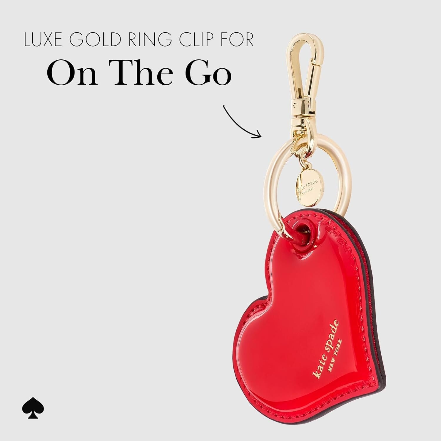 Elegant Classic Red Heart AirTag Keychain with Gold Clip - Lightweight and Chic