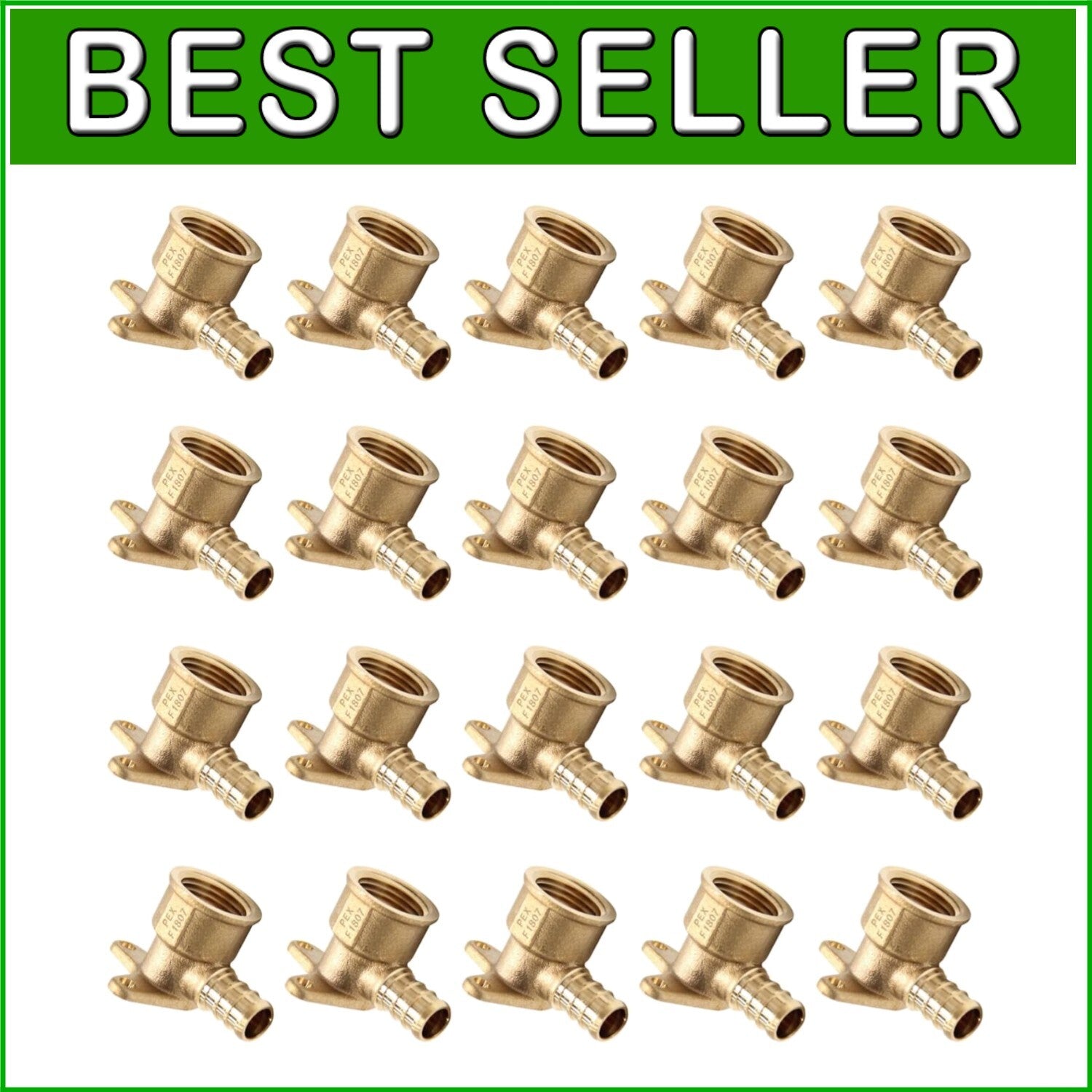 Durable Brass 1/2" PEX to 1/2" NPT Drop-Ear Elbow - 20 Pieces, Lead-Free