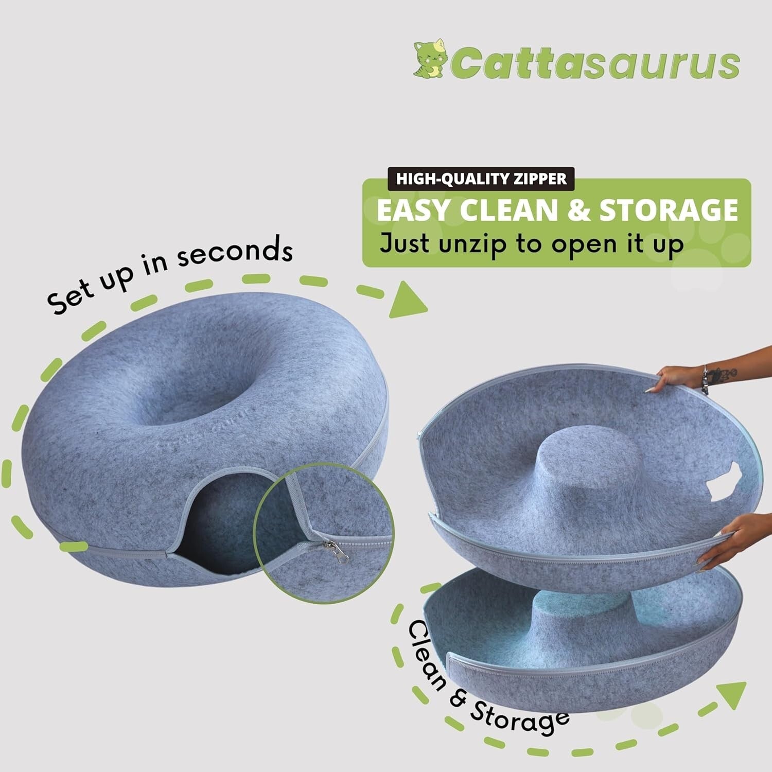 Large Cat Cave with Tunnel & Scratch-Resistant Felt for Year-Round Comfort