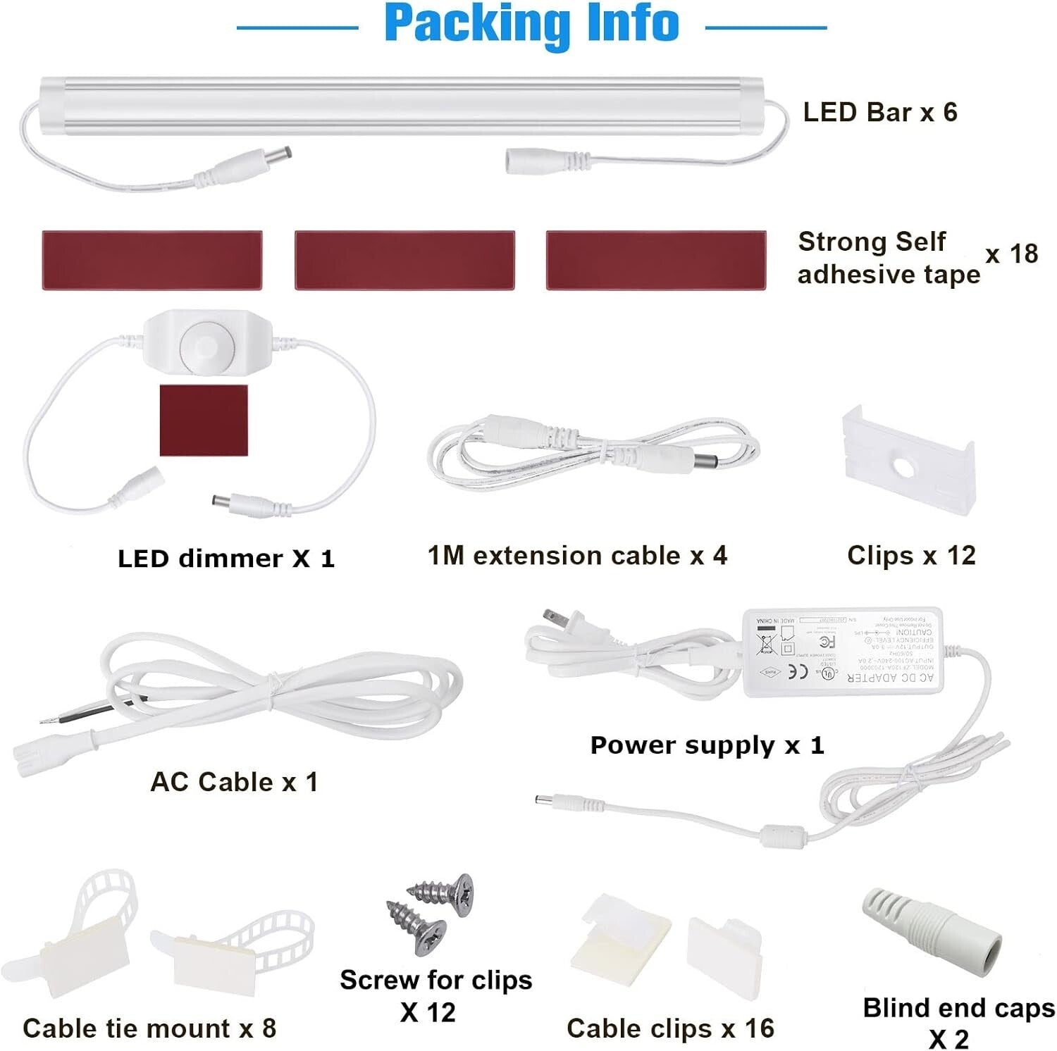 Complete Kitchen Lighting Solution: 6 PCS LED Under Cabinet Fixtures with Dimmer