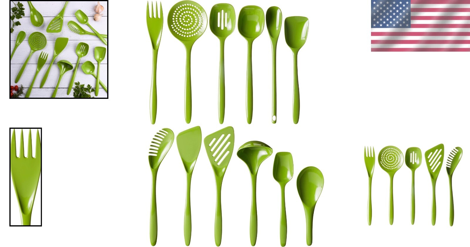 Ergonomic Melamine Cooking Utensil Set, 12 Pieces - Nonstick & Dishwasher Safe