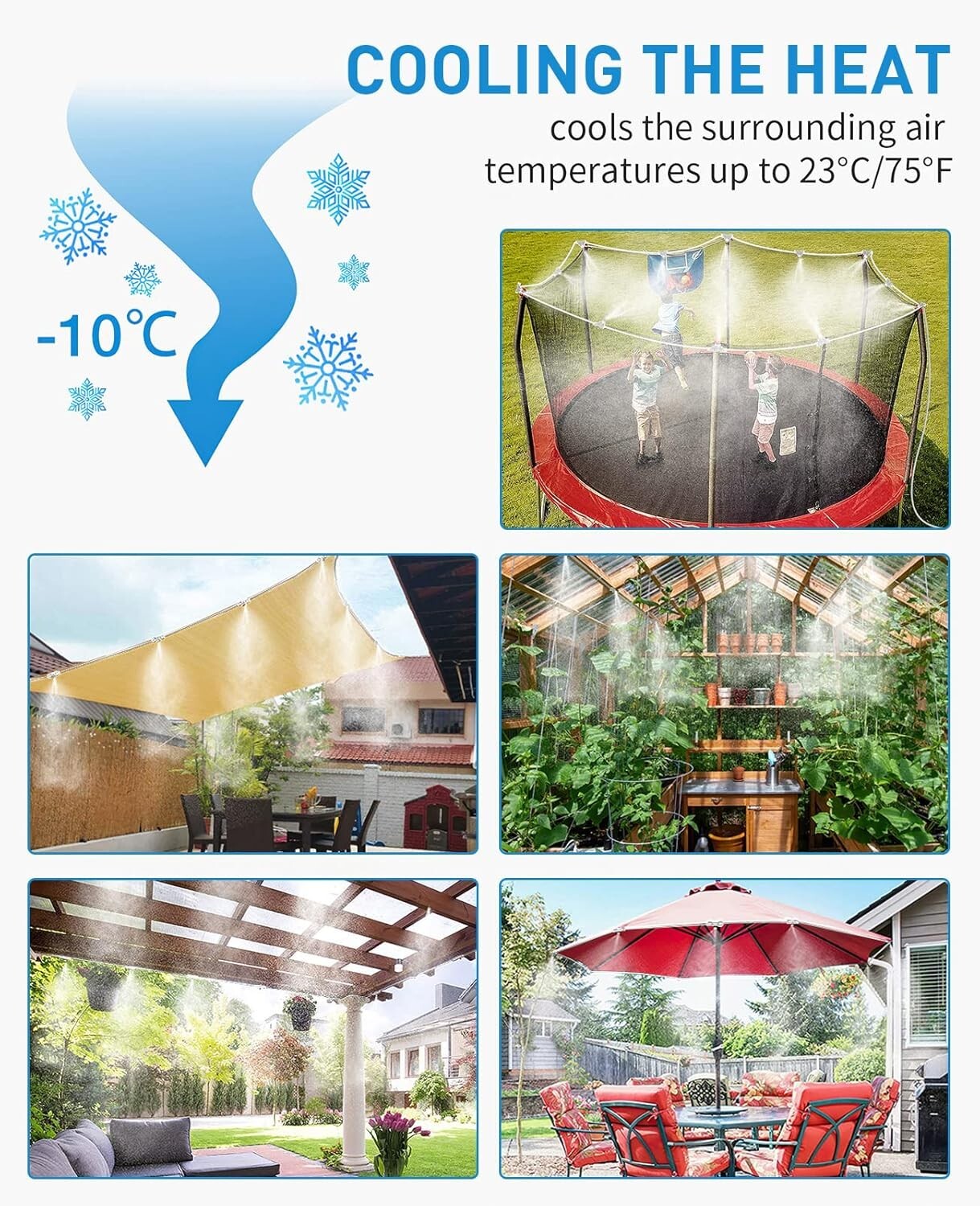 92FT Misting Cooling System with 26 Brass Nozzles for Ultimate Outdoor Comfort