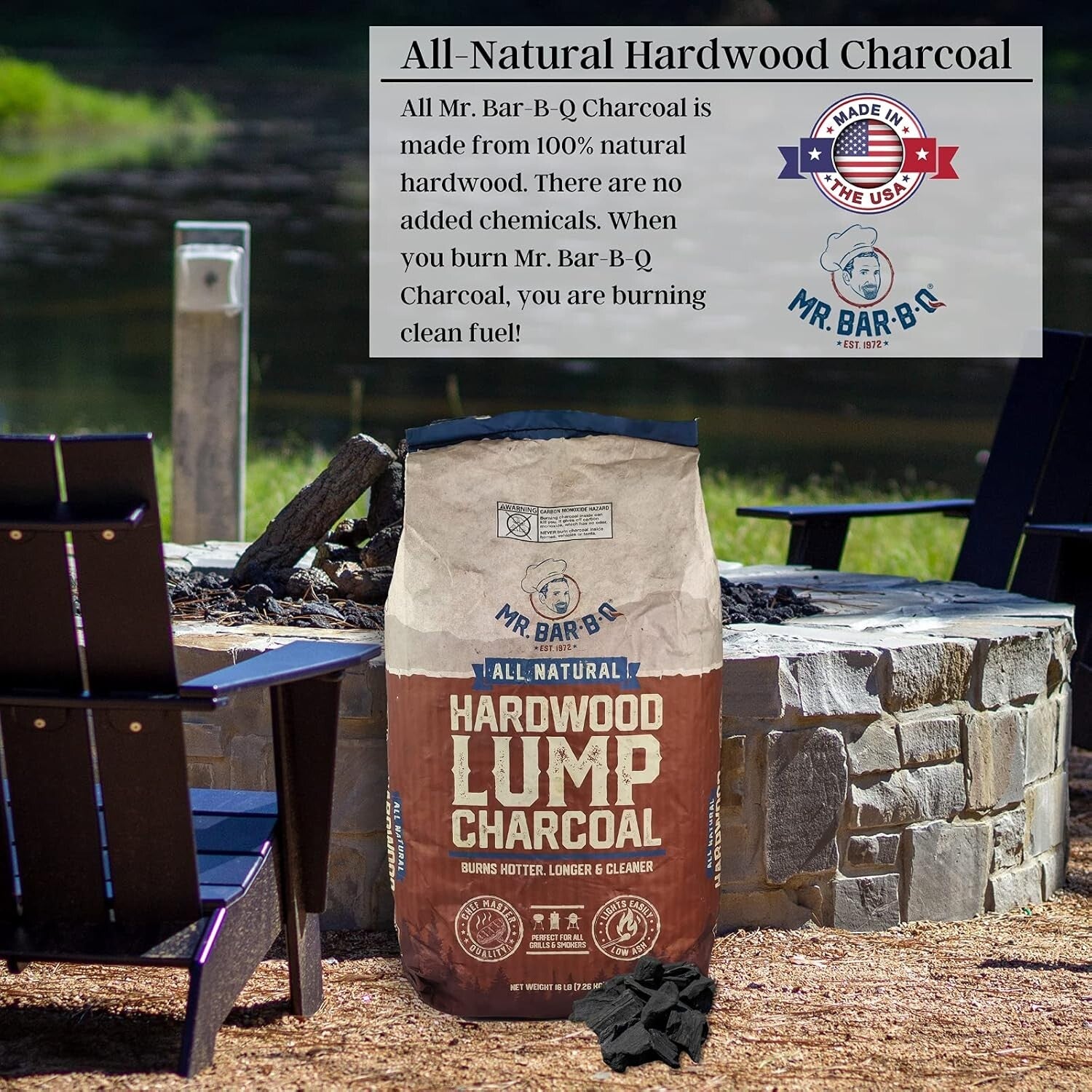Easy Lighting Hardwood Lump Charcoal - Authentic BBQ Experience, 16 lbs
