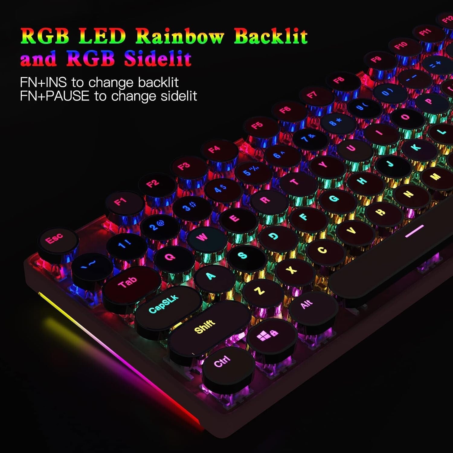 Stylish Retro RGB Gaming Keyboard - 104 Keys, N-Key Rollover, Anti-Ghosting