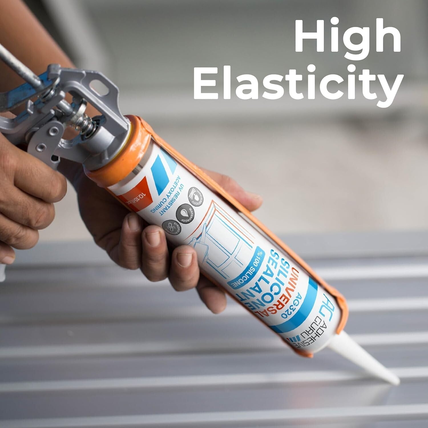 100% Silicone Clear Caulk Sealant - Weatherproof Adhesive for Indoor & Outdoor
