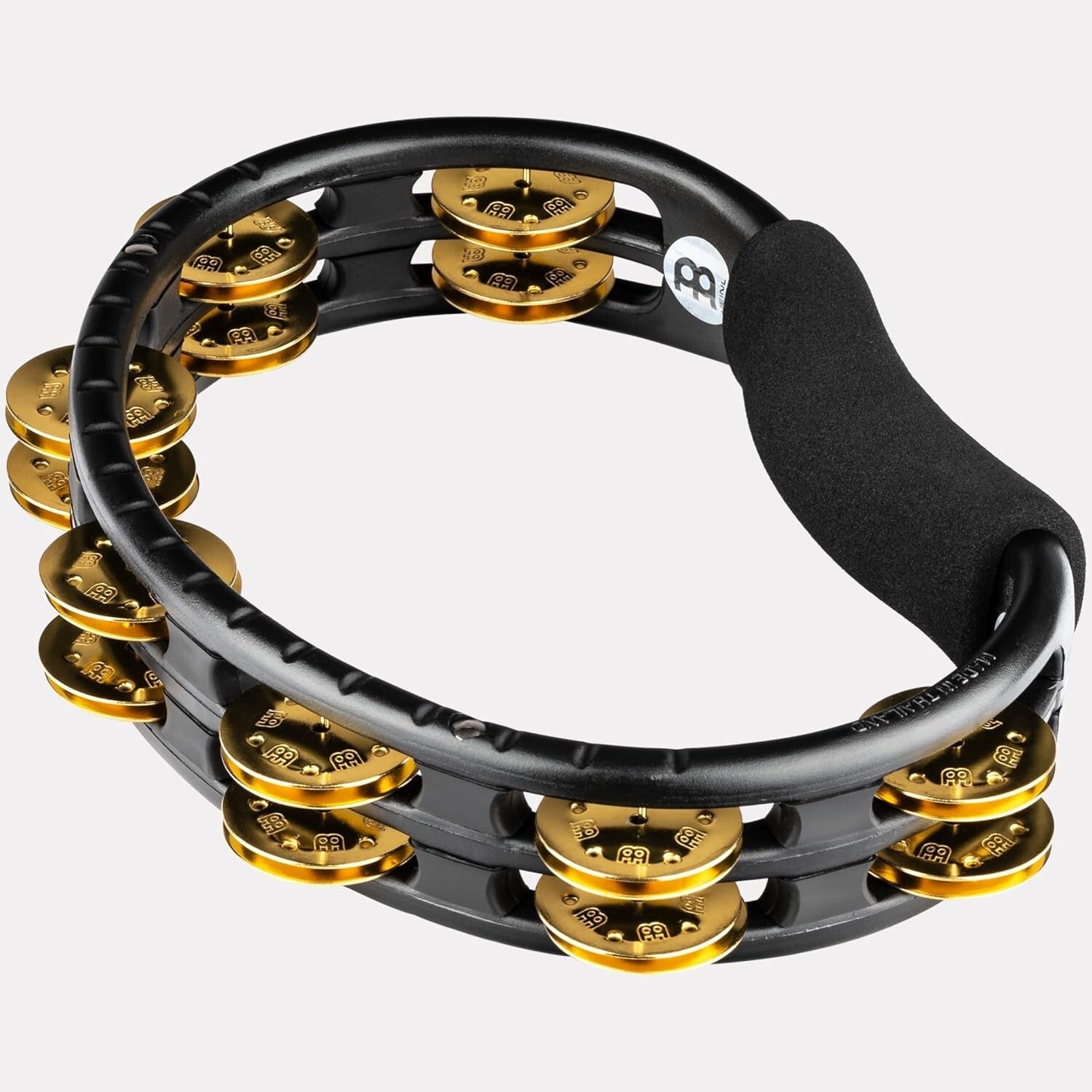 Durable Handheld Tambourine - Ergonomic Black Design with Double Row Jingles