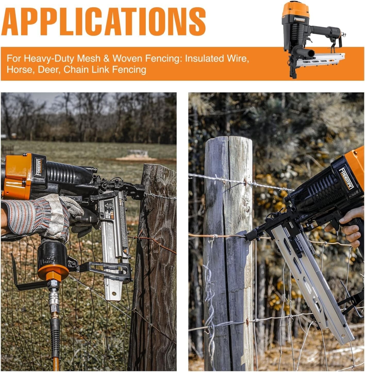 Durable Pneumatic Fencing Stapler with Belt Hook & Adjustable Exhaust Direction