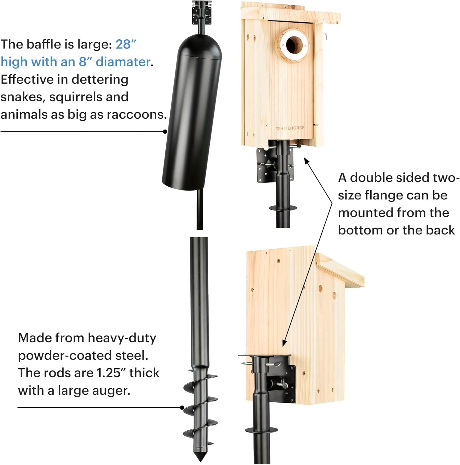 Premium Bluebird Nesting Box with Steel Pole & Baffle - Weather Resistant Design