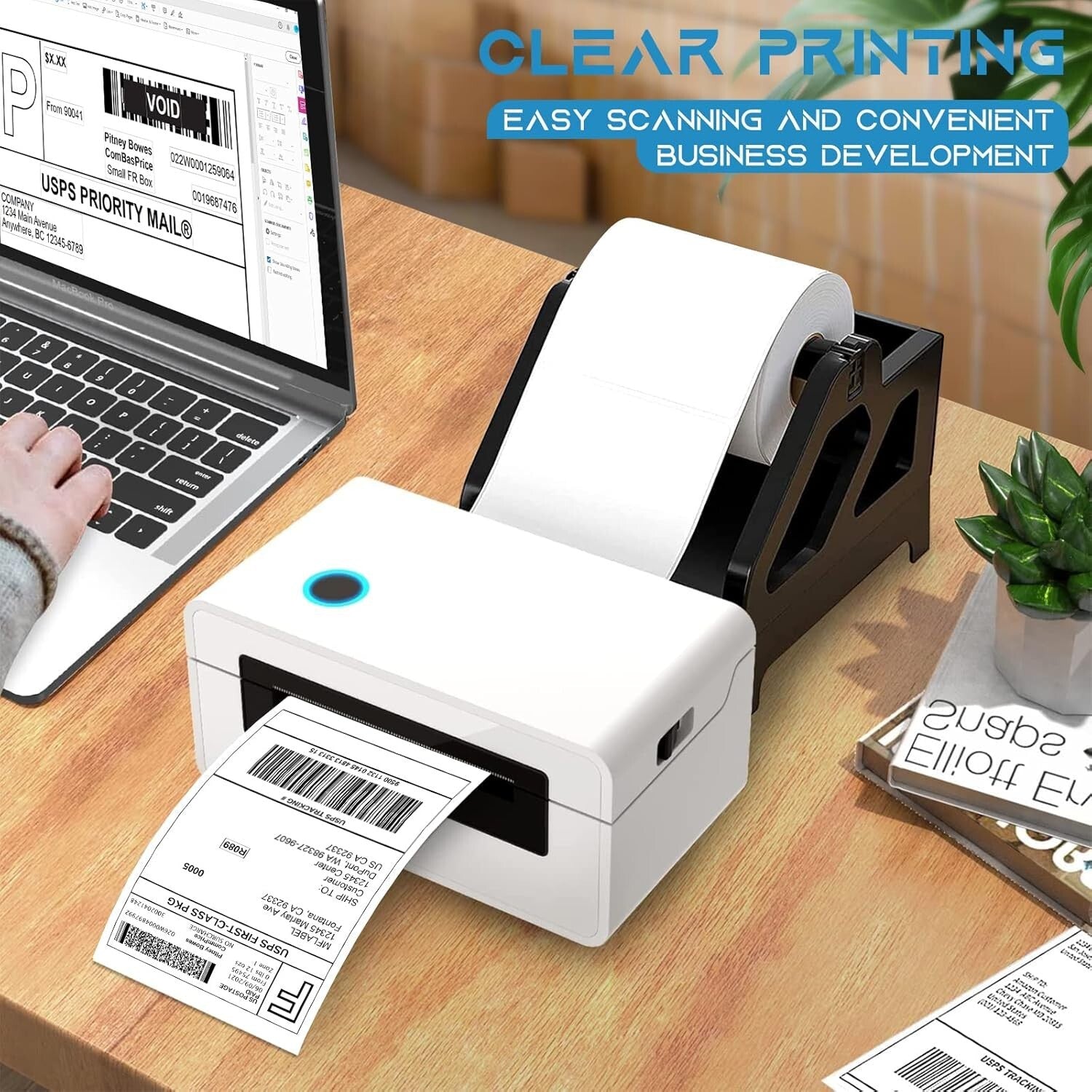 Waterproof 4x6 Self-Adhesive Labels, 10 Rolls of 250 for E-commerce Shipping