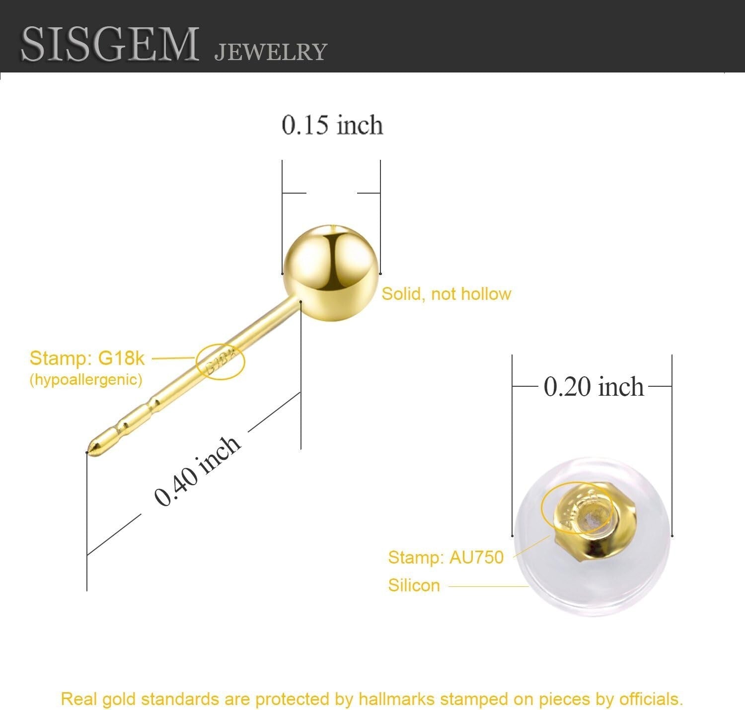 High-Quality 18K Gold Ball Earrings - Timeless Style for Fashionable Women