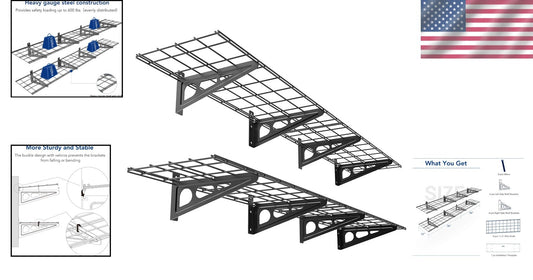 High Load Capacity Wall-Mounted Storage Shelves - Easy Assembly and Installation