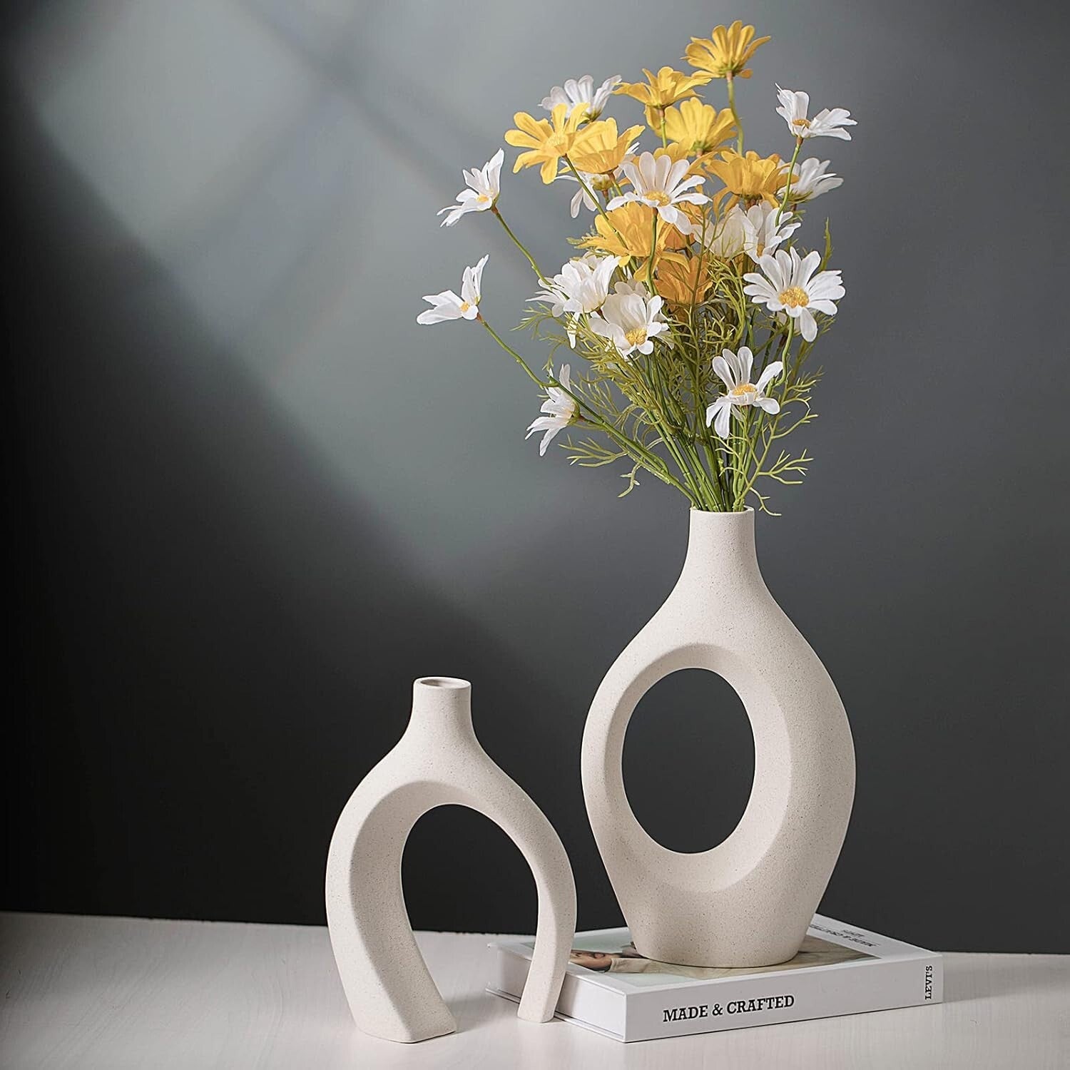 Extra Large Nordic Modern Flower Vases - Set of 2, Unique Snuggle Design