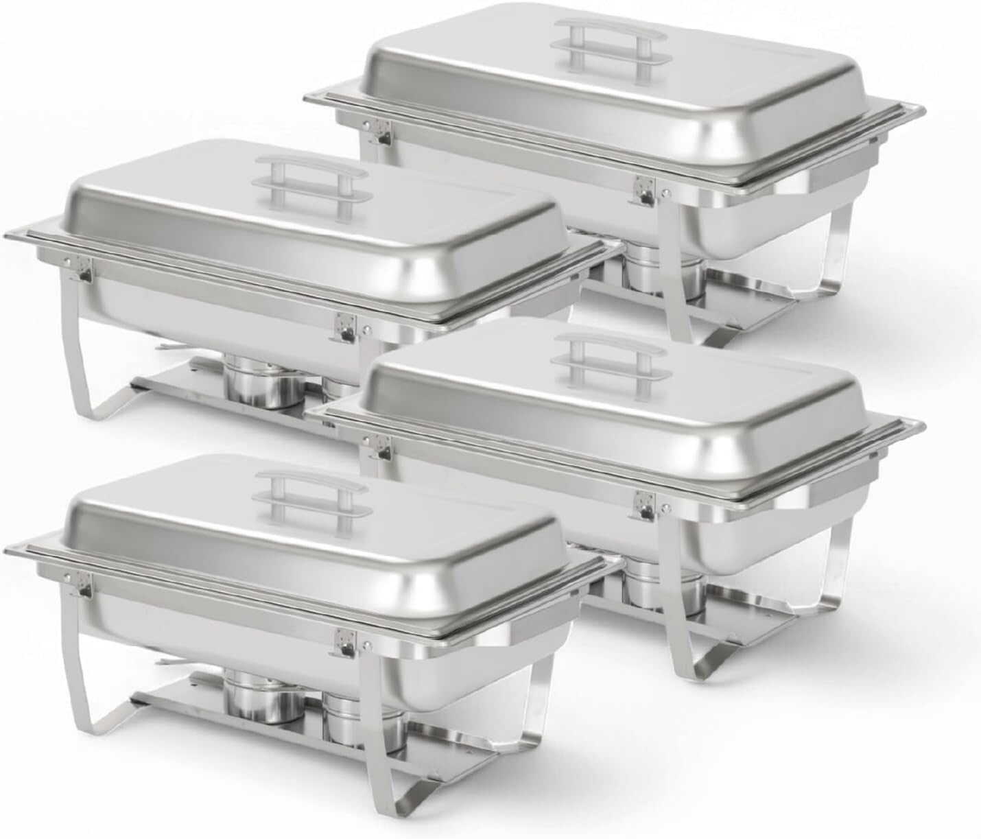 Elegant 4 Pack 8 Quart Stainless Steel Chafers – Keeps Food Warm and Ready