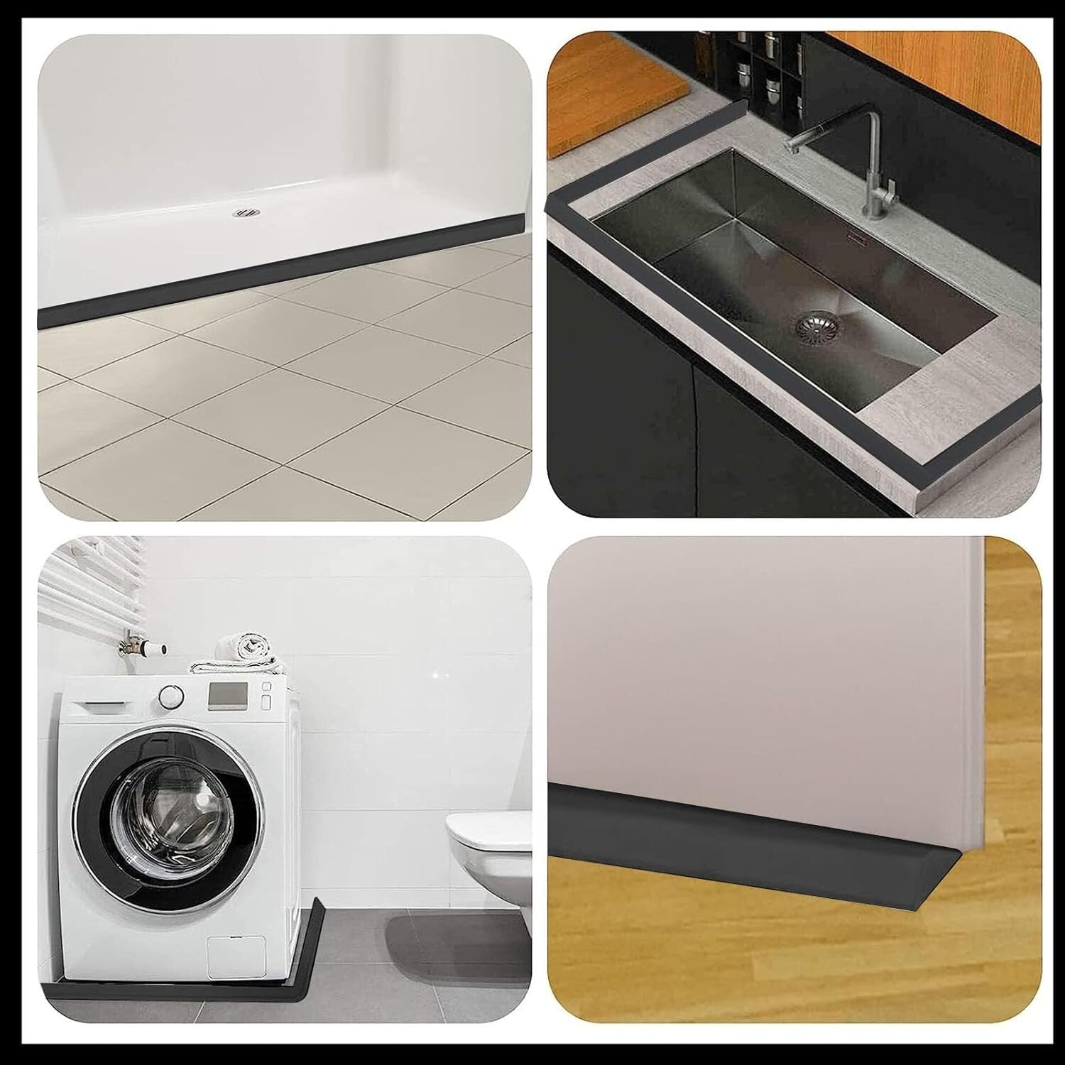 Durable 98-Inch Black Water Dam Strip for Easy Installation and Leak Prevention